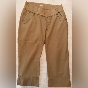 LADIES Old Navy Vintage Low-Rise Capri Maternity Stretchy Khaki Pants - M